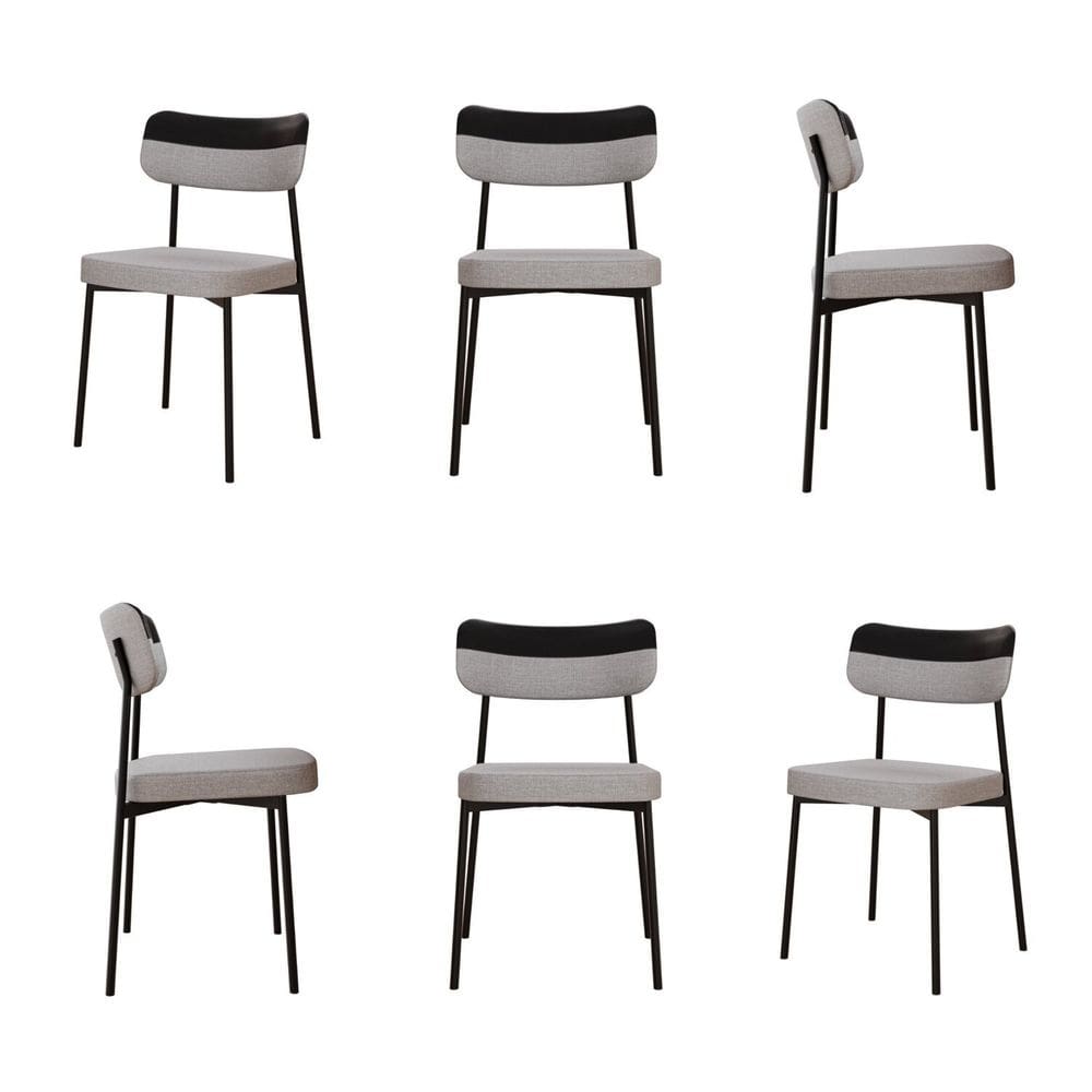 Kit com 6 Cadeiras para Sala de Jantar Mona Yescasa Cinza Claro/Preto