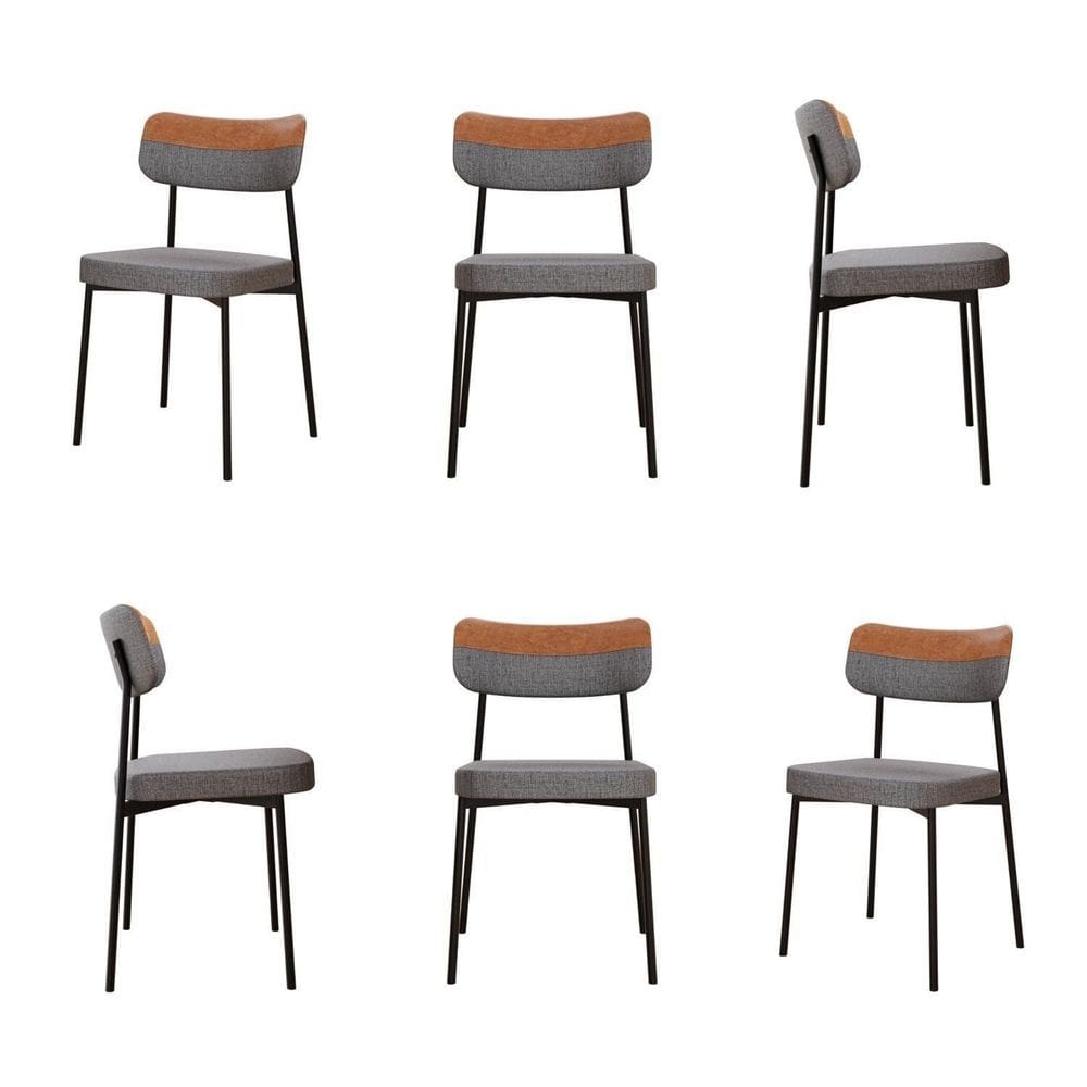 Kit com 6 Cadeiras para Sala de Jantar Mona Yescasa Cinza /Caramelo