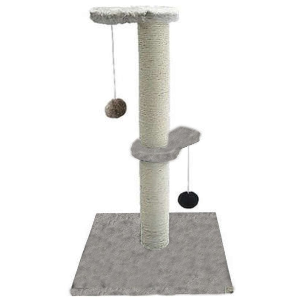Arranhador P/ Gatos Cinza Poste C/ Brinquedo Duplo Exclusivo