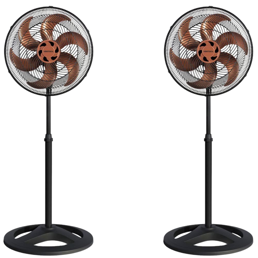 Kit 2 Ventiladores Coluna Chão 50cm Turbo Ventisol 6 Pás Oscilante 135W