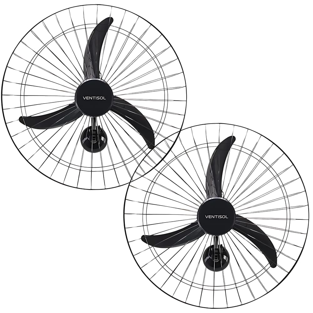 Kit 2 Ventilador De Parede Ventisol Oscilante 60cm Premium 3 Pás 200W