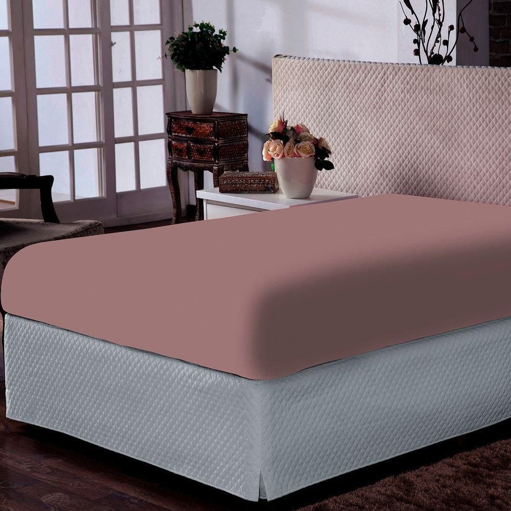 Lençol Portallar Queen Com Elástico Malha 100% Algodão Premiun Classic Rose Brid