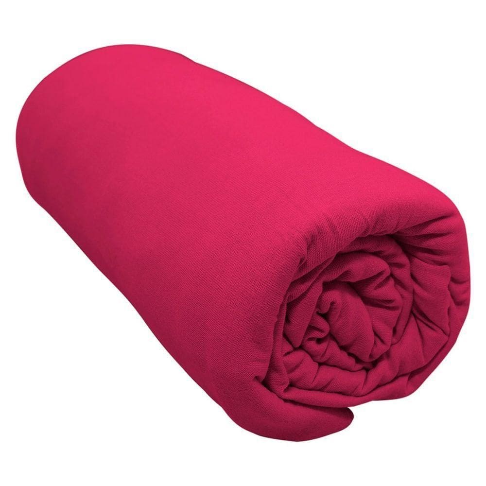 Lençol Com Elástico Solteiro Portallar Malha 100% Algodão Liso Linha Casa Vermelho Fita