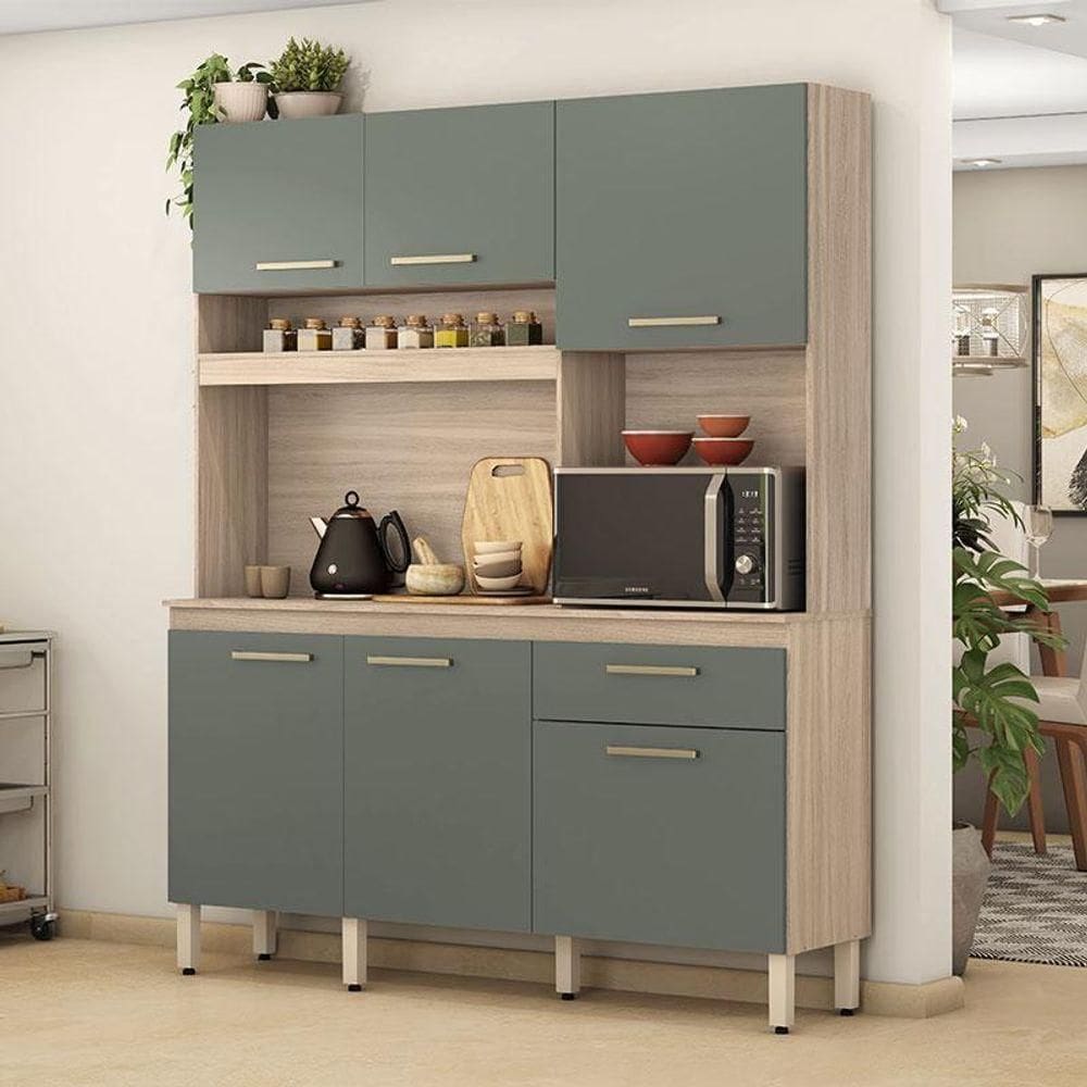 Kit Cozinha Compacta Ambiente álamo Avena Touch Menta - Demóbile