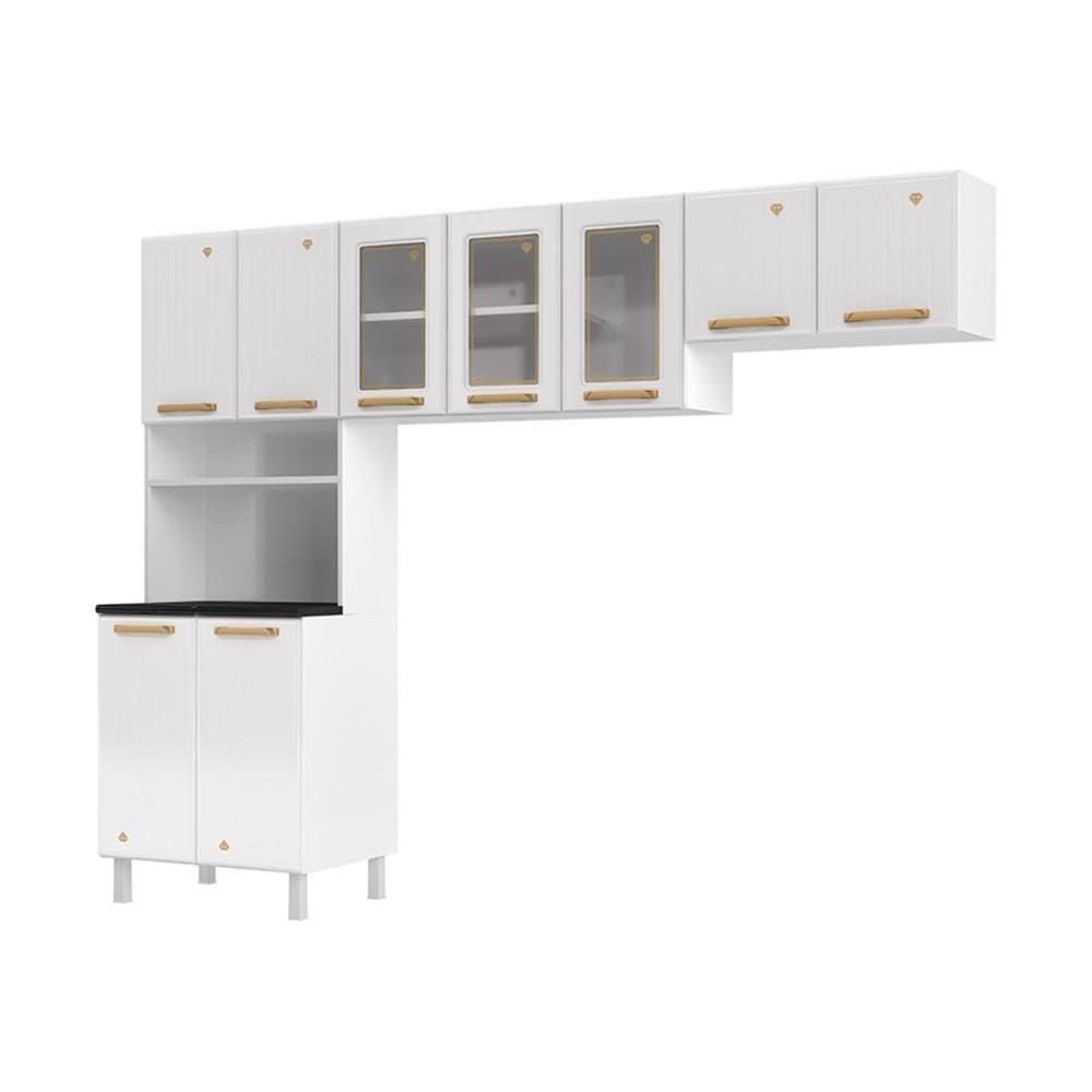 Cozinha Compacta Aço 3 Peças Com Armário Para Forno-micro-ondas Multimóveis Cr20367 Branco