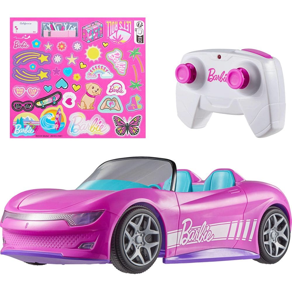Carro de brinquedo Barbie Hot Wheels RC conversível com controle remoto
