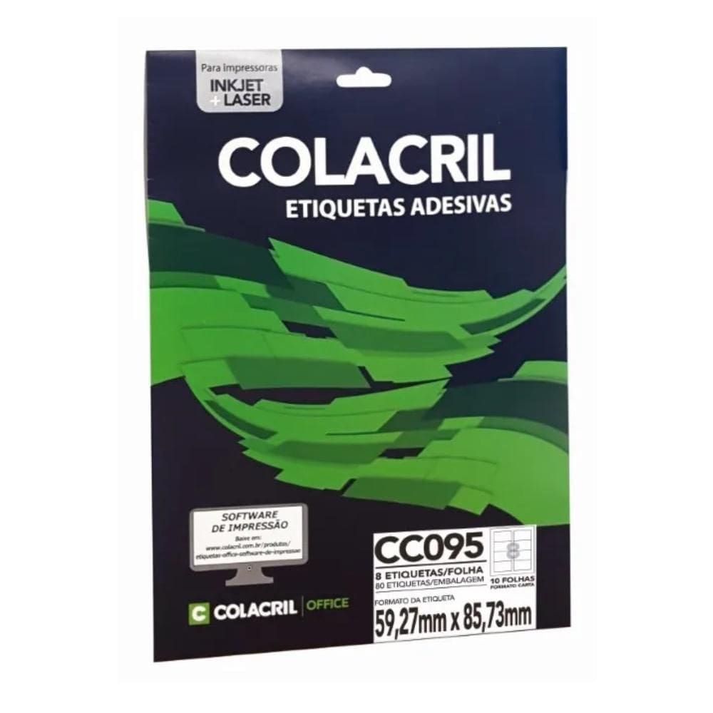 Etiqueta Adesiva Colacril Carta Cc095 59,27X85,73Mm C/80