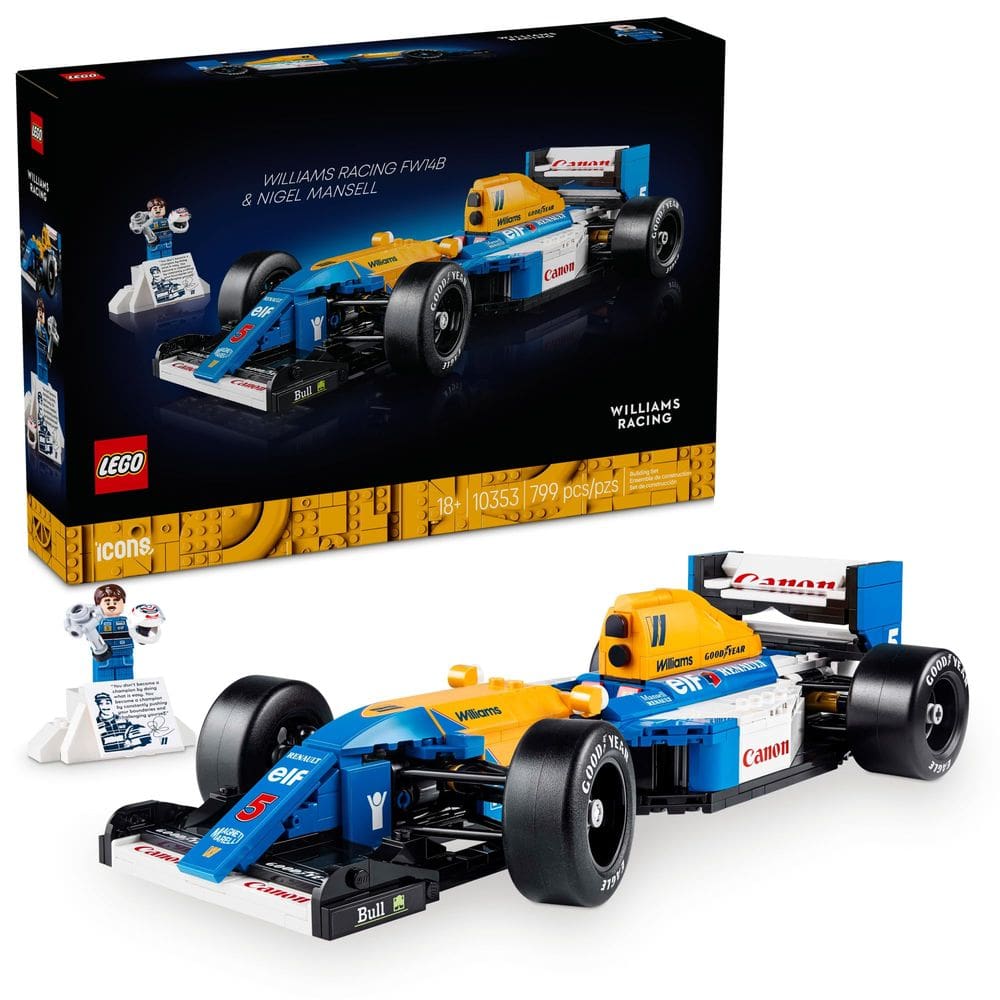 Conjunto de construção LEGO Icons Williams Racing FW14B e Nigel Mansell F1