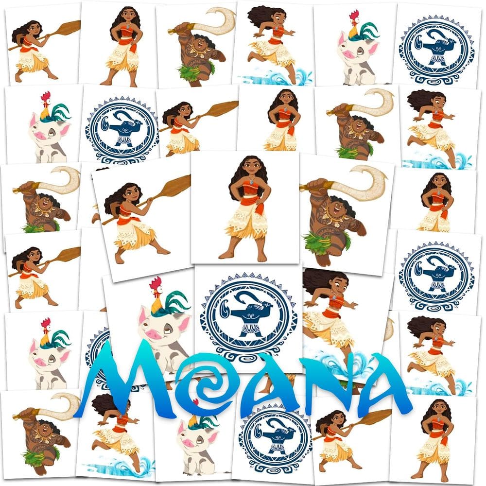 Tatuagens temporárias Disney Moana 72 unidades para crianças