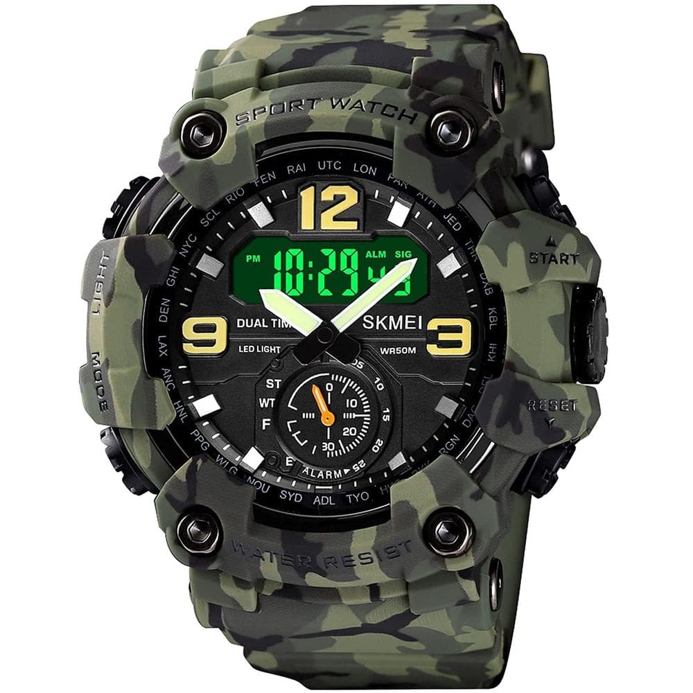 Relógio Gosasa S-Shock Camouflage Green à prova d`água para homens