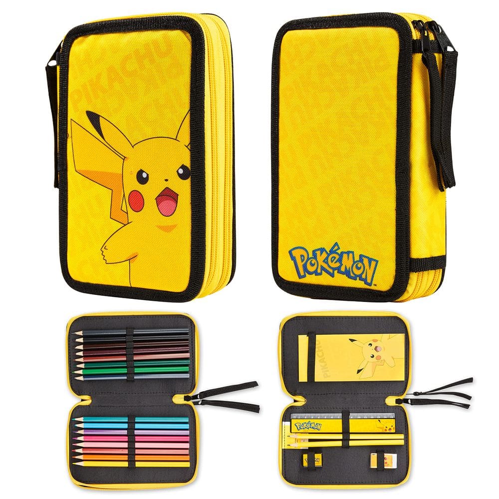 Estojo de lápis Pokémon Pikachu para meninos com conjunto de 23 peças
