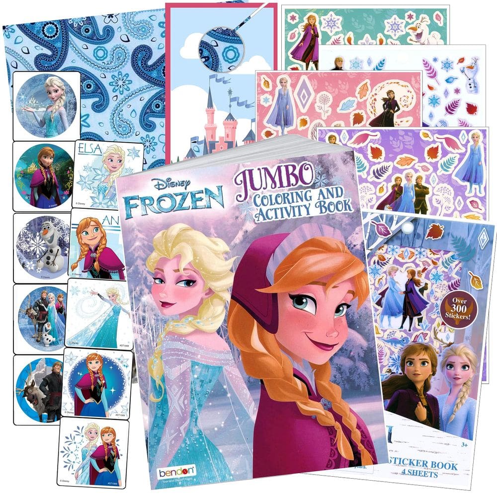 Conjunto de atividades artesanais para colorir Disney Frozen com adesivos