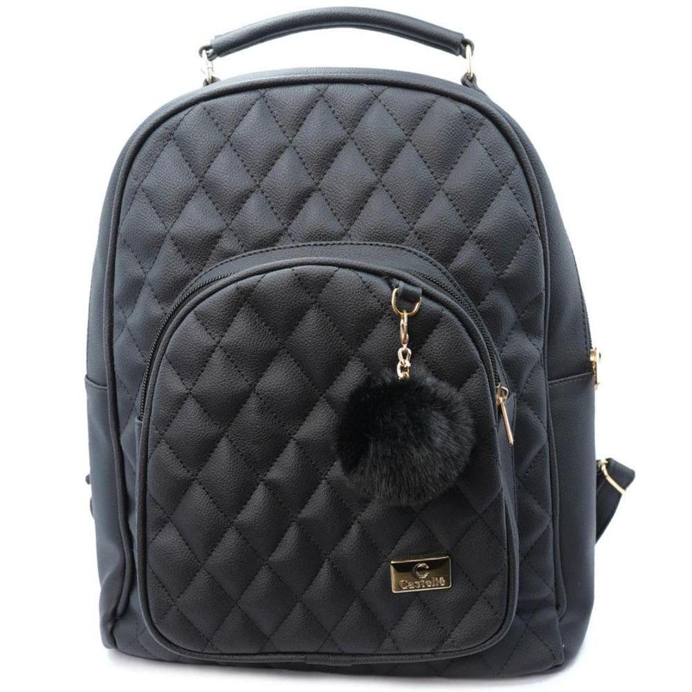 Mochila Casteliê Casual Pompom Feminina - Preto
