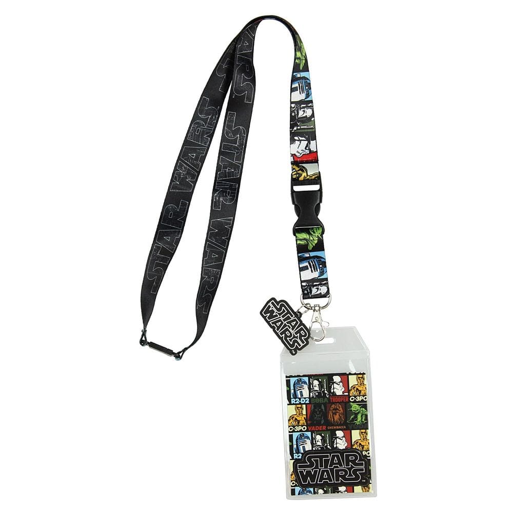 Porta-chaves com cordão para identificação de vários personagens de Star Wars