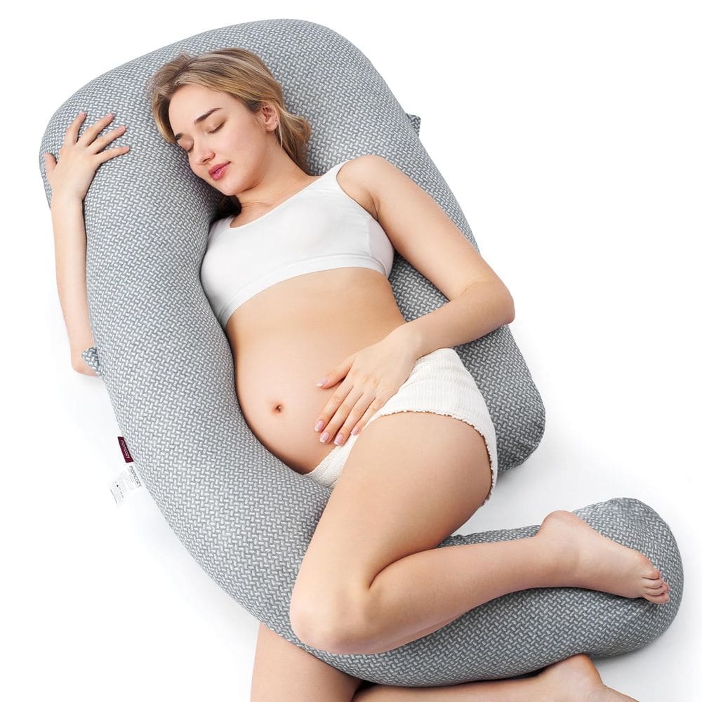 Almofada de gravidez Momcozy Dreamling U Pro com perna ajustável