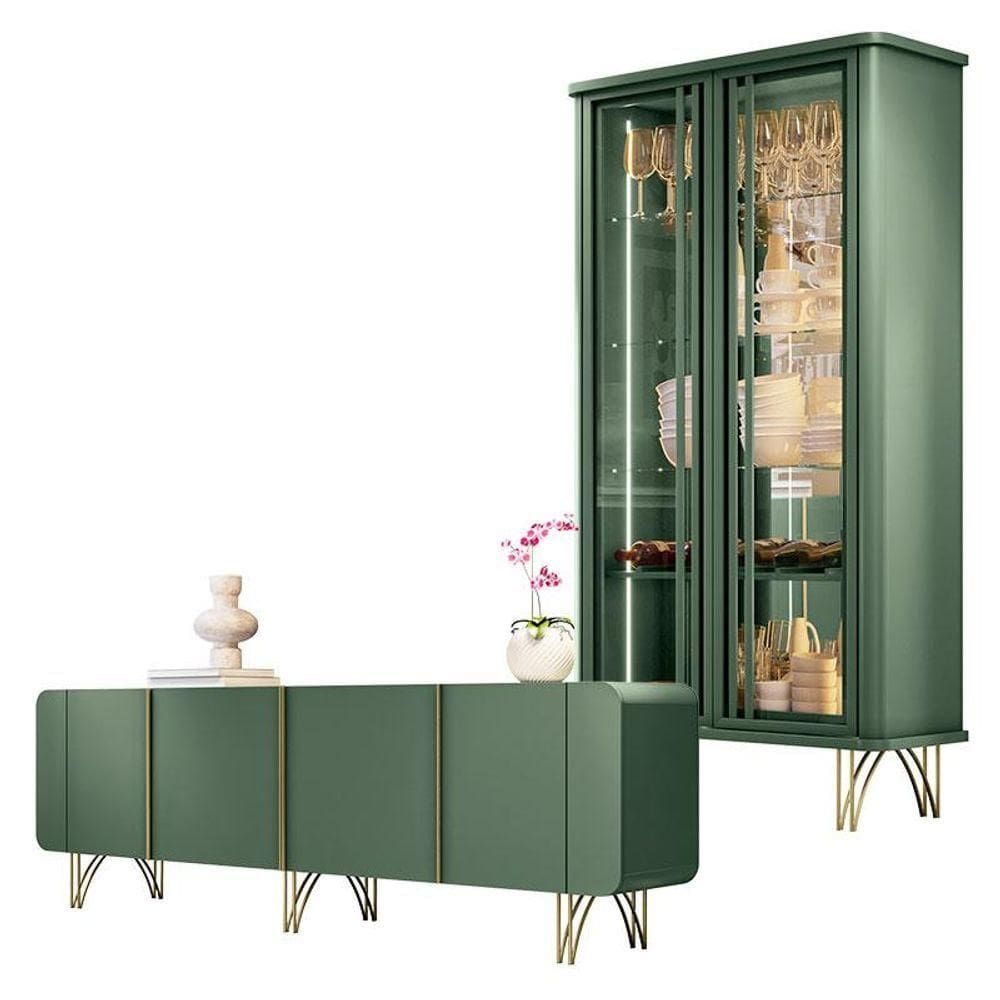 Buffet Saluti E Cristaleira évora Verde Pistache - Hb Móveis