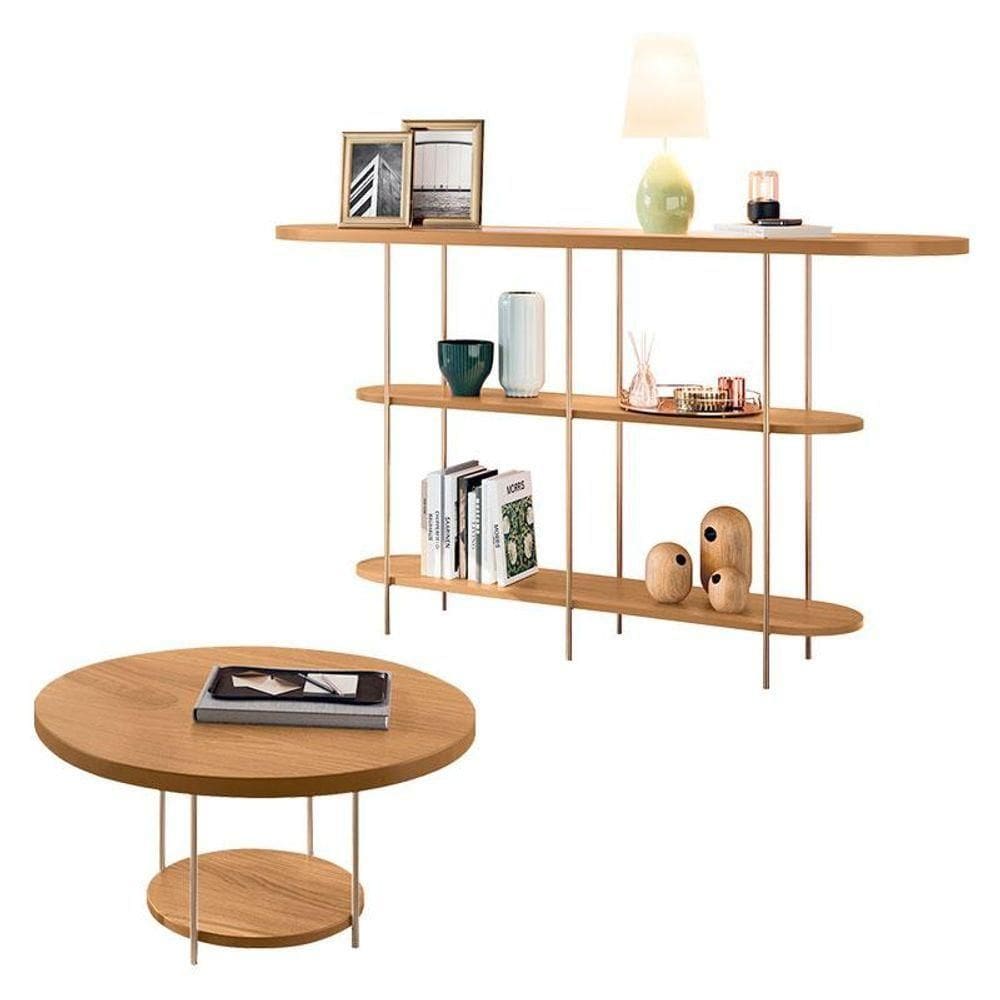 Aparador Infinity E Mesa De Centro Sky Cinamomo - Hb Móveis