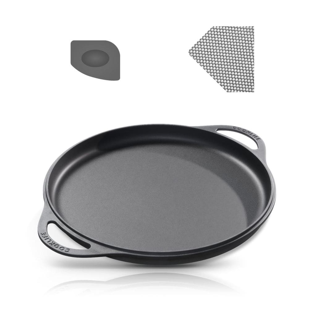 Chapa de ferro fundido COOKLIFE, leve, pré-temperada, 30 cm