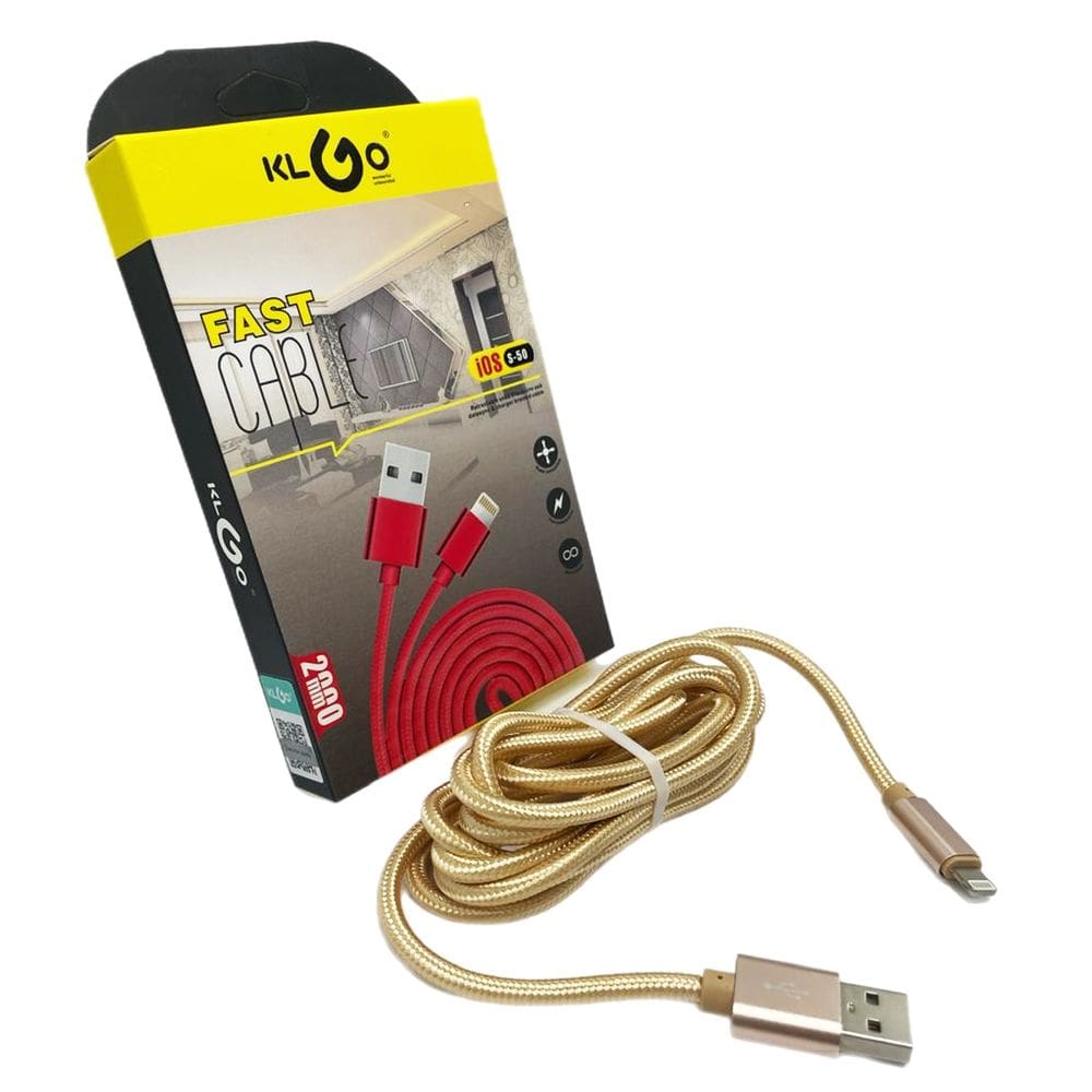 Cabo Compatível iP Nylon Carregador Dados Usb 2 Metros Dourado