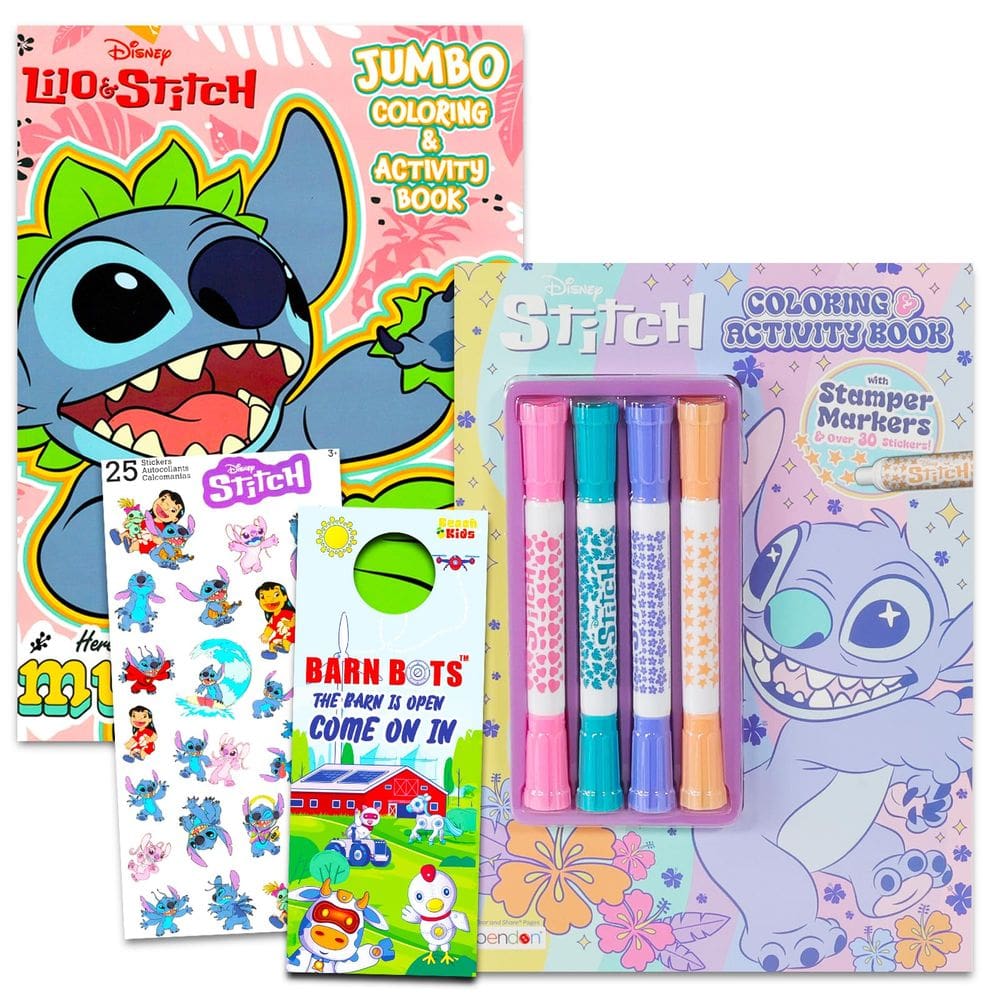 Conjunto de livros para colorir Disney Lilo and Stitch para crianças com adesivos