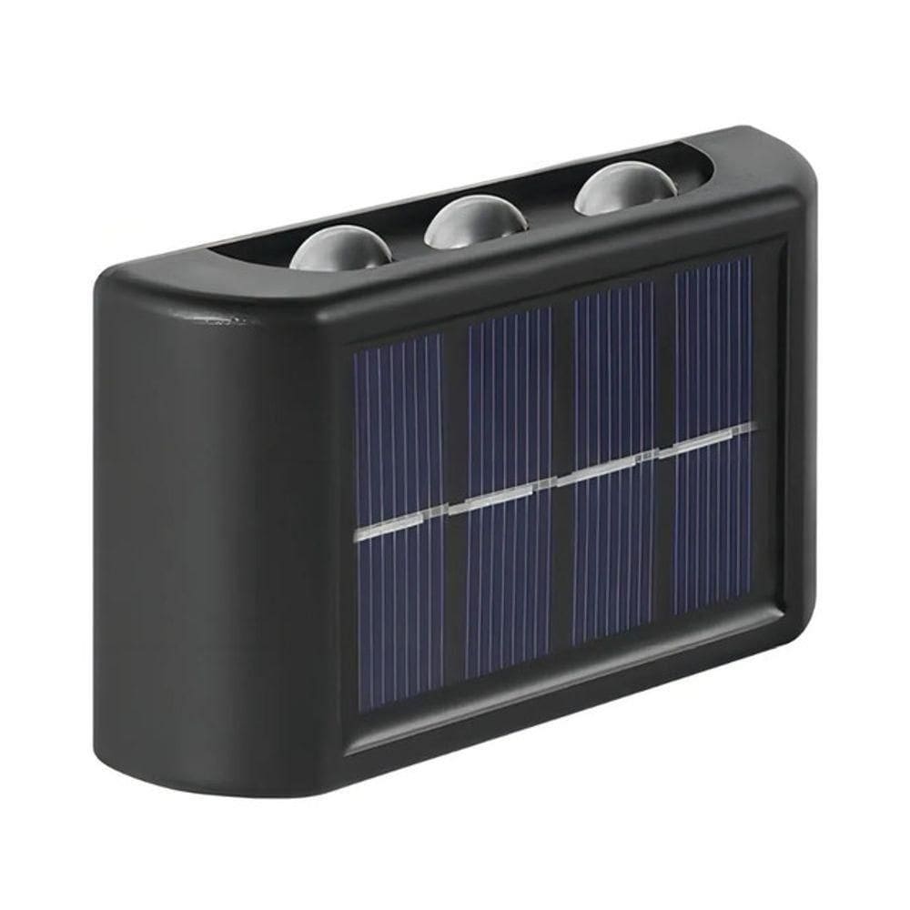 Luminária Arandela Solar Led Para Parede área Externa Jardim Garagem, Cor Led Branco 6 Fachos Impermeável