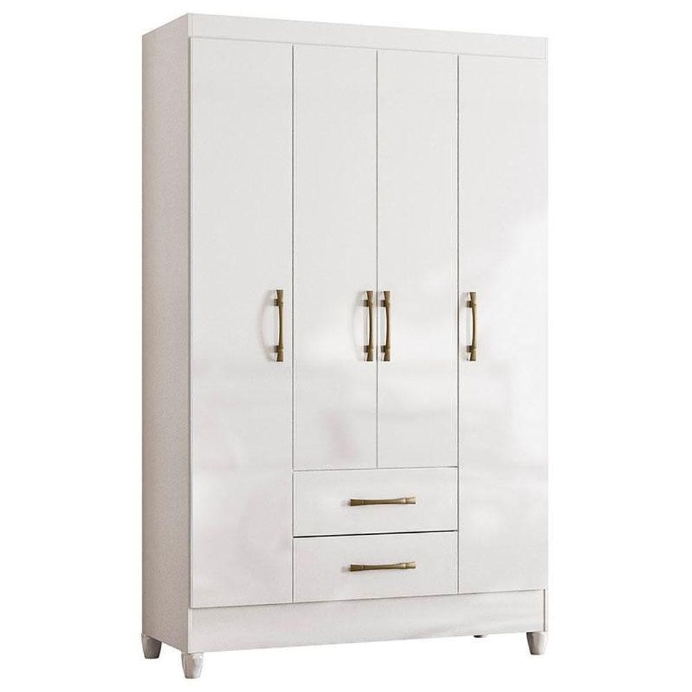 Guarda Roupa Solteiro Paraty 4 Portas Branco Brilho - Moval