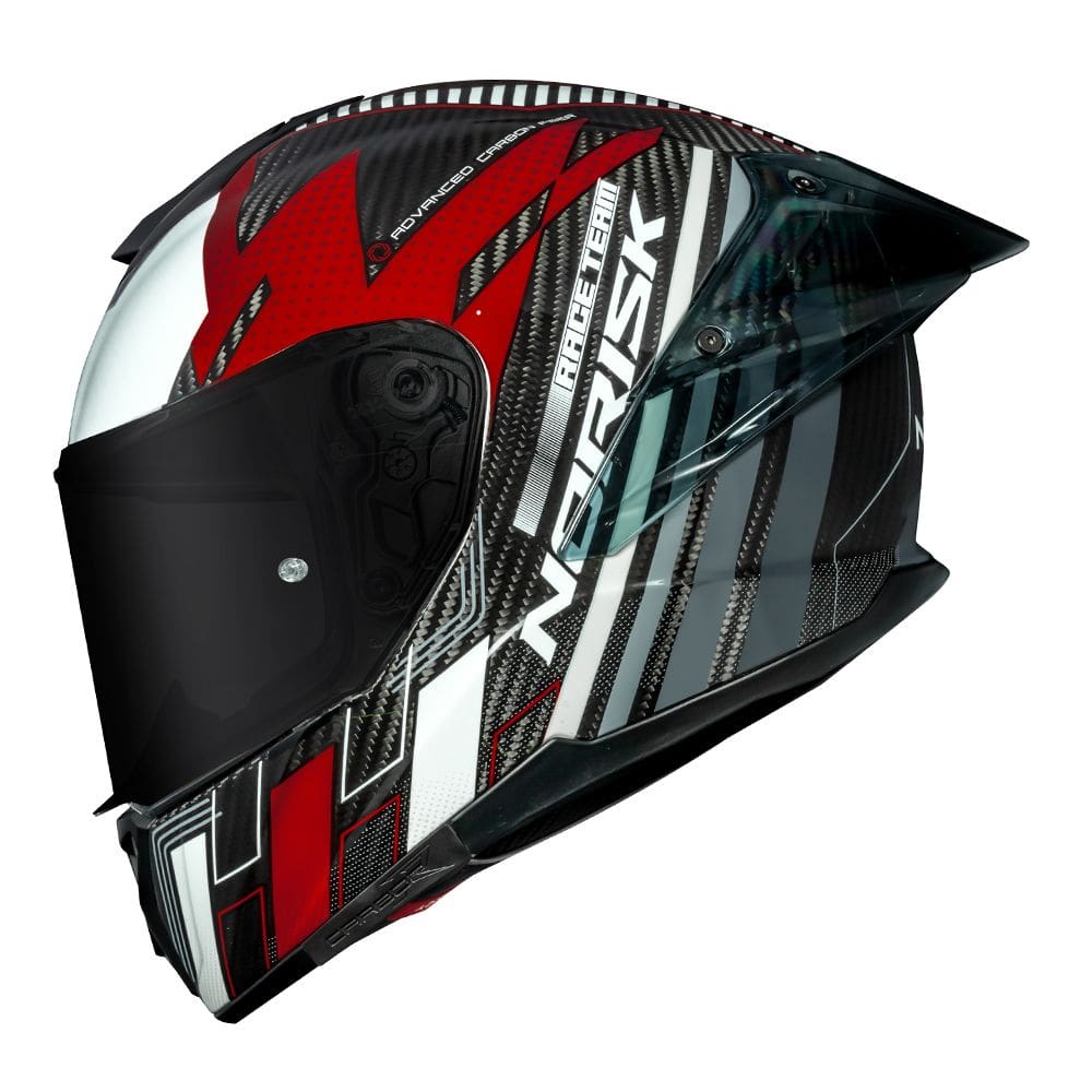 Capacete Norisk Carbon R Team Vermelho e Branco