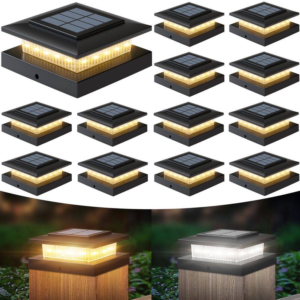 Poste de iluminação solar YITCOE 4x4 Outdoor, pacote com 12 unidades, à prova d`água
