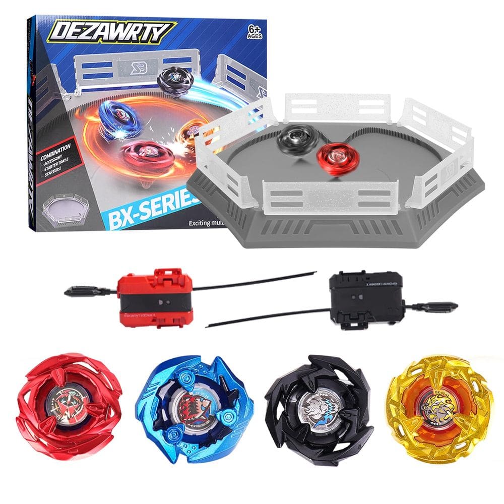 Conjunto de batalha Gyro X Stadium DEZAWRTY com 4 tampas, 2 lançadores e arena