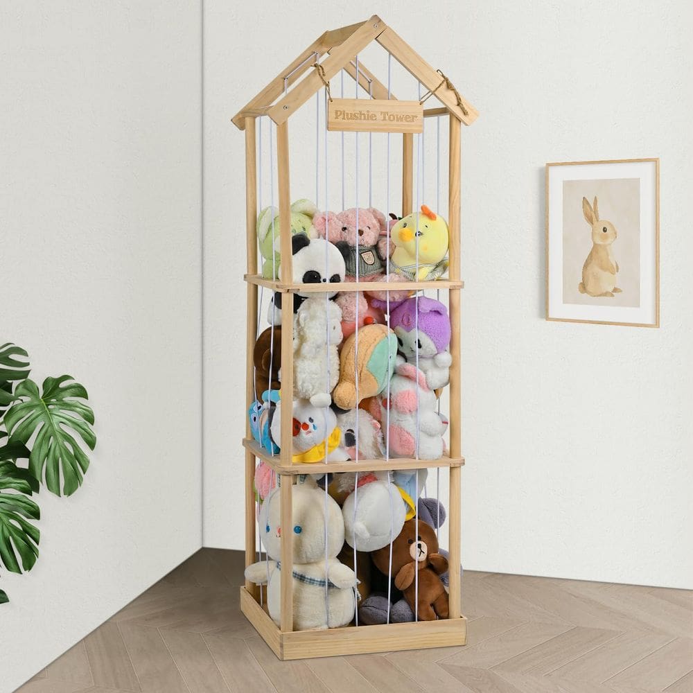 Armazenamento de animais de pelúcia OCERAVE, madeira maciça vertical, 1,4 m