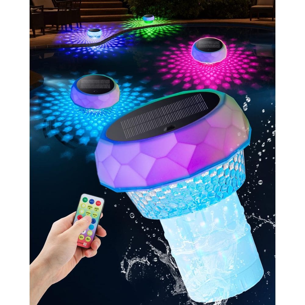 Flutuador solar de cloro para piscina Kaoer com luzes coloridas e controle remoto