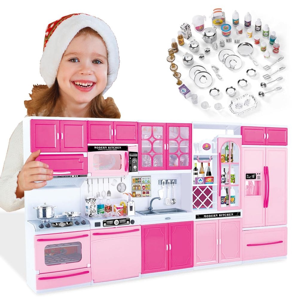 Conjunto de brinquedos para cozinha e casa de bonecas VOPOGLNE 56PCS com 51 acessórios