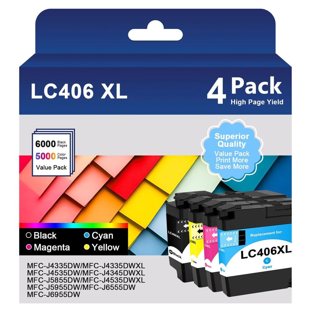 Cartuchos de tinta YQSLPBM LC406 LC406XL para impressora Brother