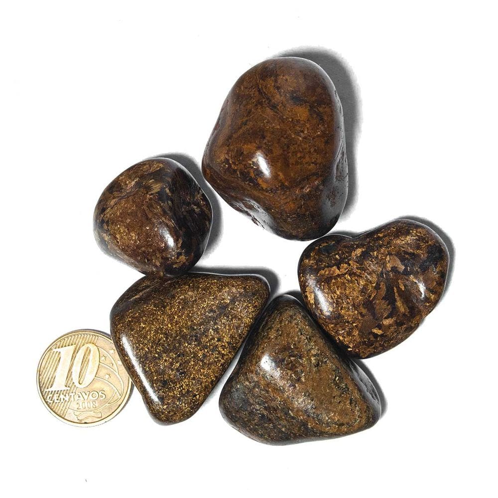 5 Bronzita Natural Pedra da Coragem Rolado 25mm 27g