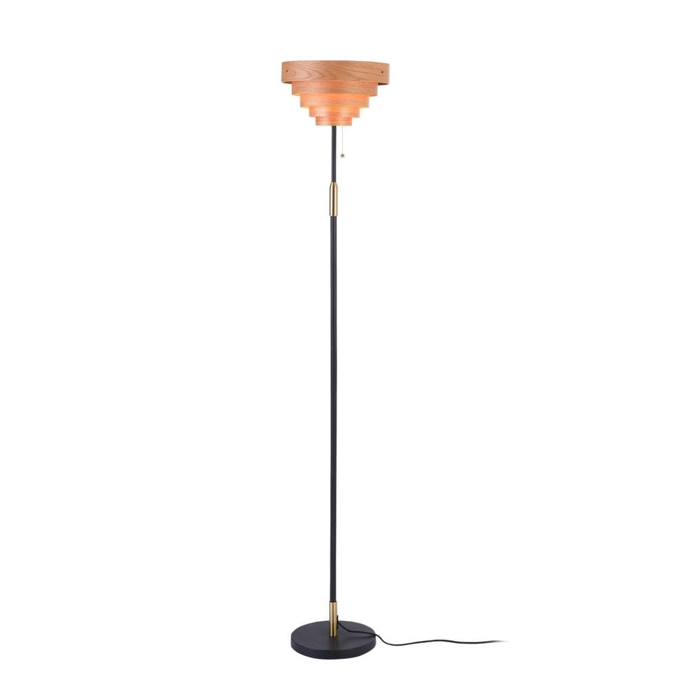 Luminária de chão O`Bright Cascade Modern Wooden com interruptor de corrente