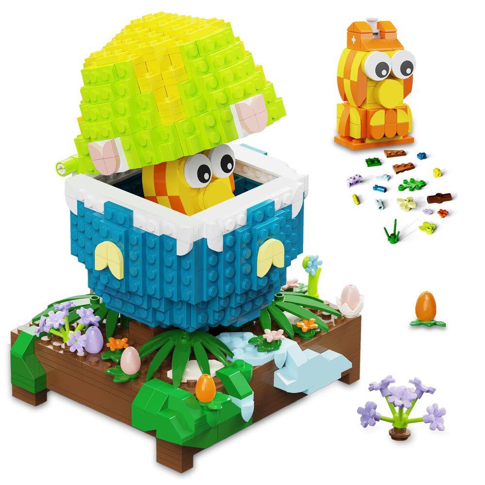 Conjunto de brinquedos de construção QOQ Easter Eggs & Chick para crianças de 8 a 12 anos