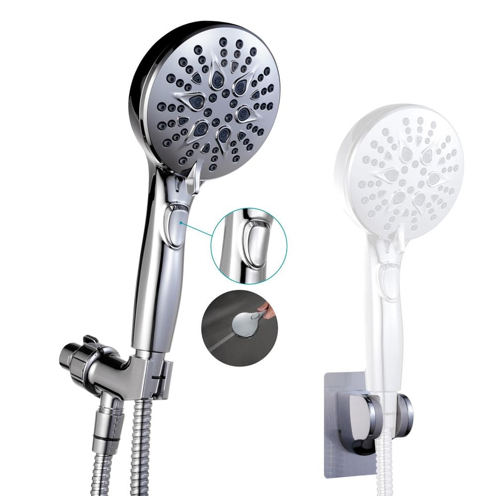 Cabeça de chuveiro portátil GwernKB 7-Setting High Pression Chrome