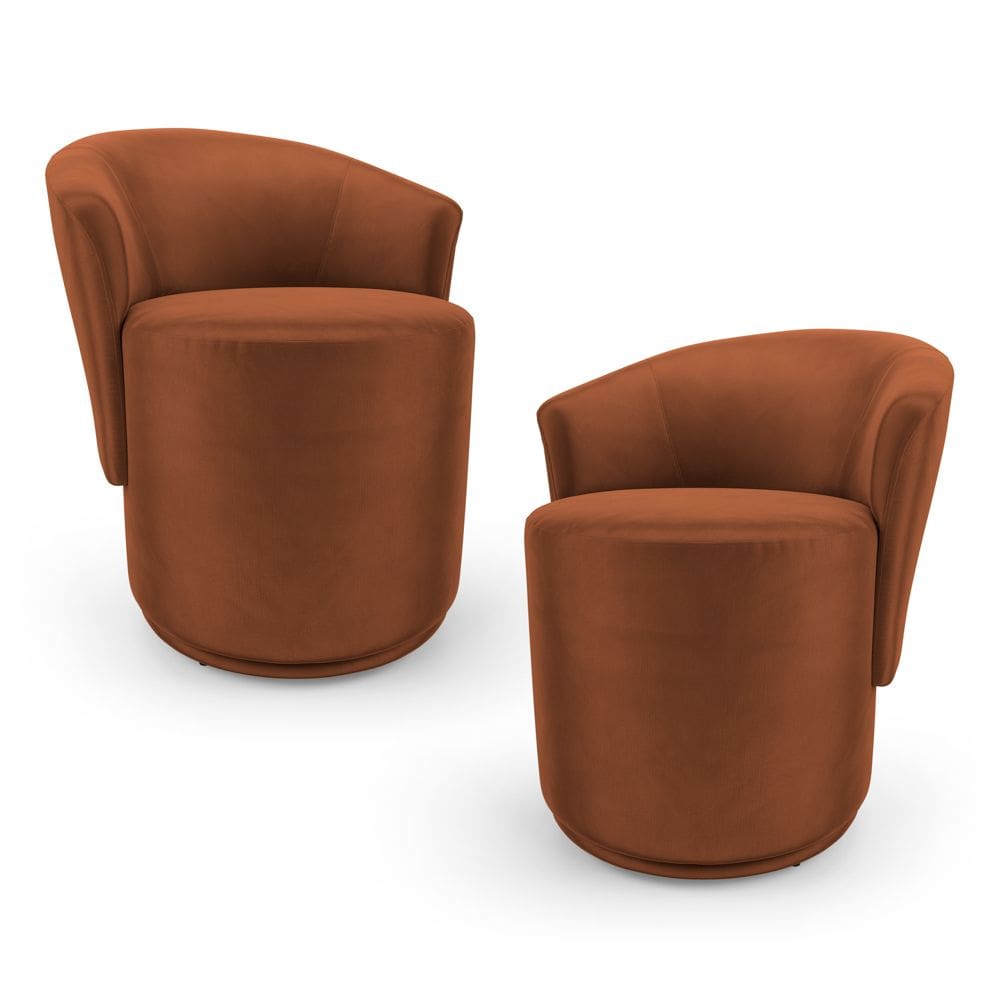 Kit 02 Poltronas Orgânicas Living Mavi Fixa Veludo Terracota - Desk Design