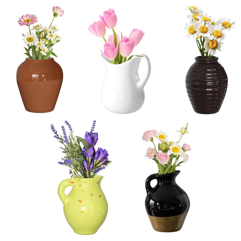 Vaso de cerâmica, ímãs de geladeira, pacote com 5 unidades Cacukap Mini Plant