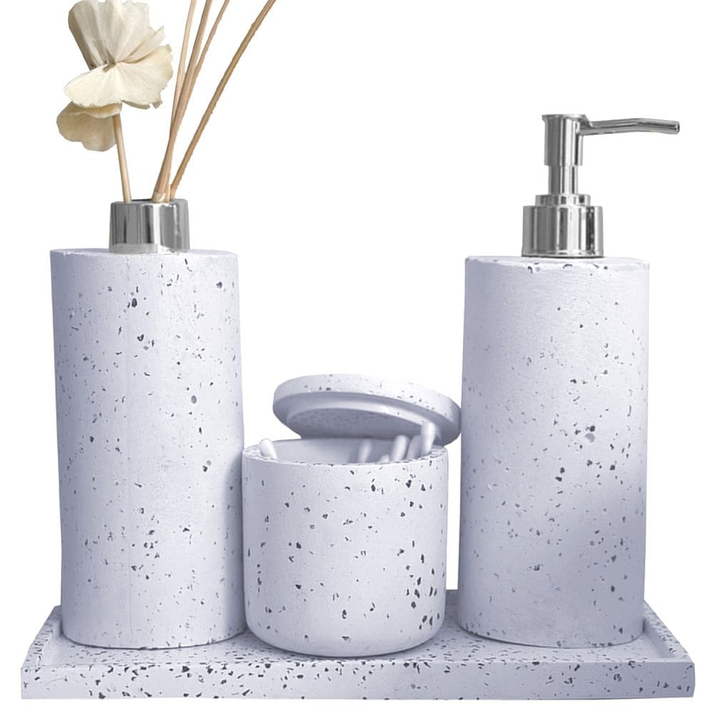 Kit Lavabo Acessórios Aromatizador Saboneteira Vaso e Base