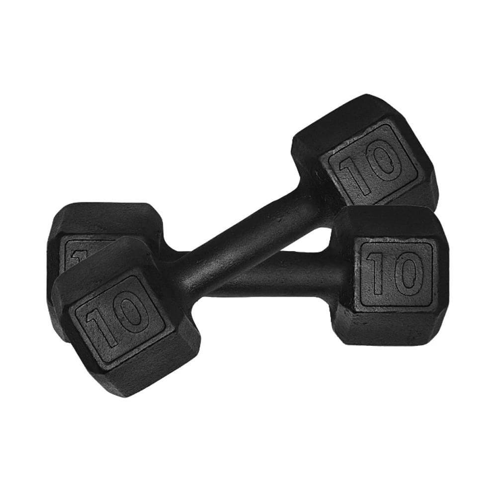 Kit 2 Halter Sextavado Pintado 10Kg Academia Treino Ferro