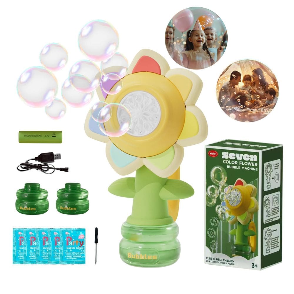 Máquina de bolhas WABALLO Sunflower para crianças com luzes LED