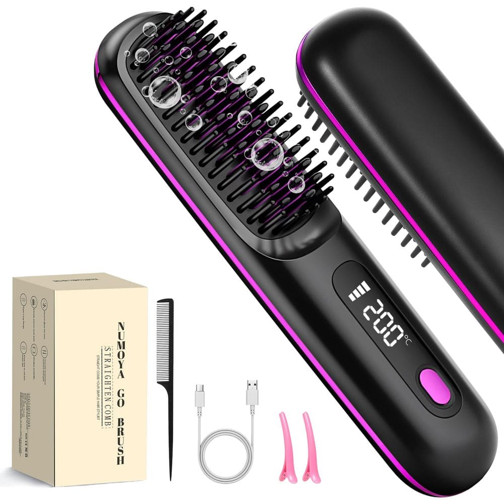 Escova de alisamento de cabelo Numoya Go Brush Electric Ionic