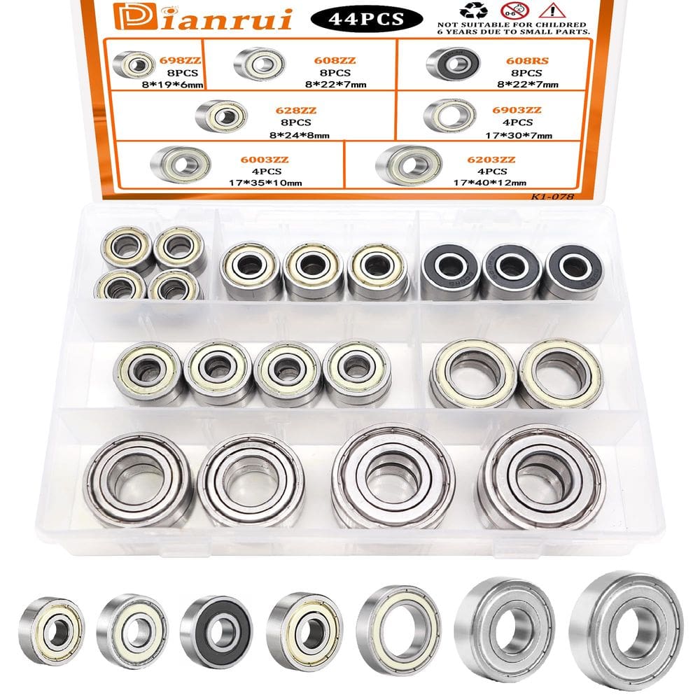 Kit de sortimento de rolamentos Dianrui 44 peças para skate, impressão 3D