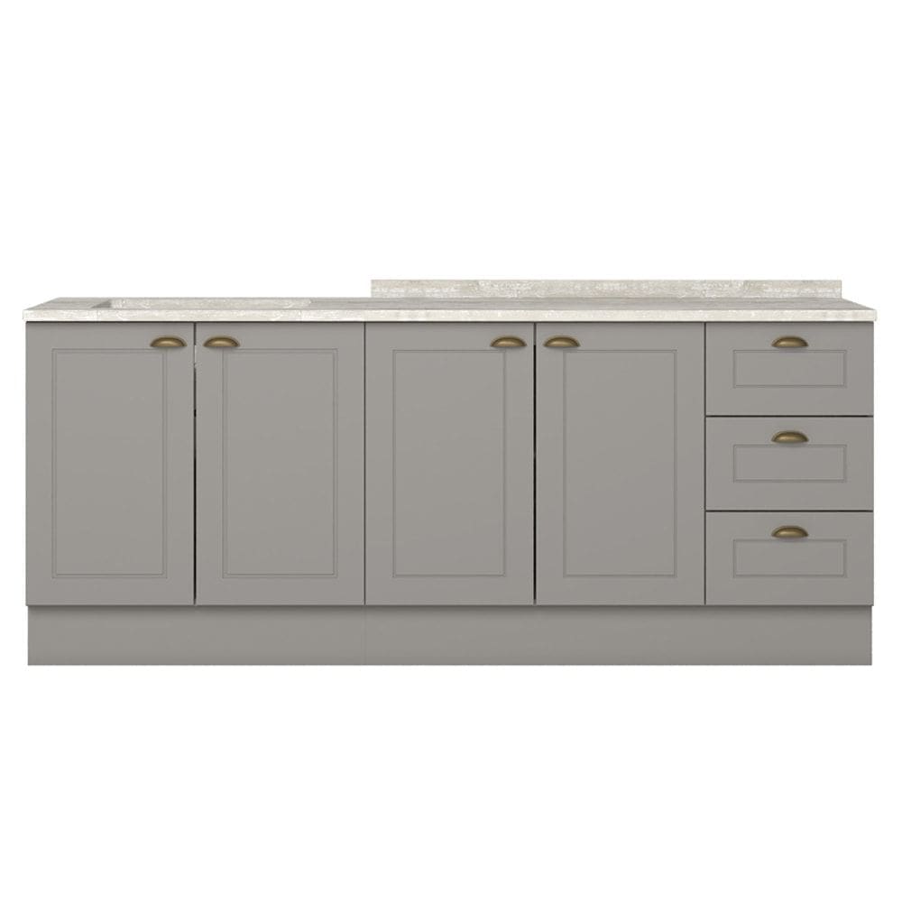 Balcao Tampo 120 cm Balcao Cooktop 80 cm Americana Cinza Calcare Henn