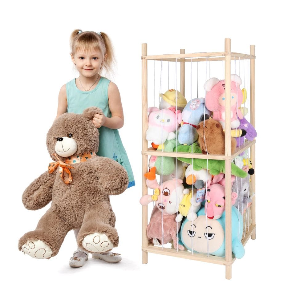 Armazenamento de bichos de pelúcia XMBECC Wooden Stuffed Animal Zoo