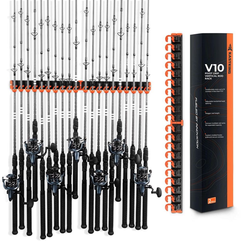Suporte para vara de pesca KastKing V10 Pivot Grip montado na parede x2