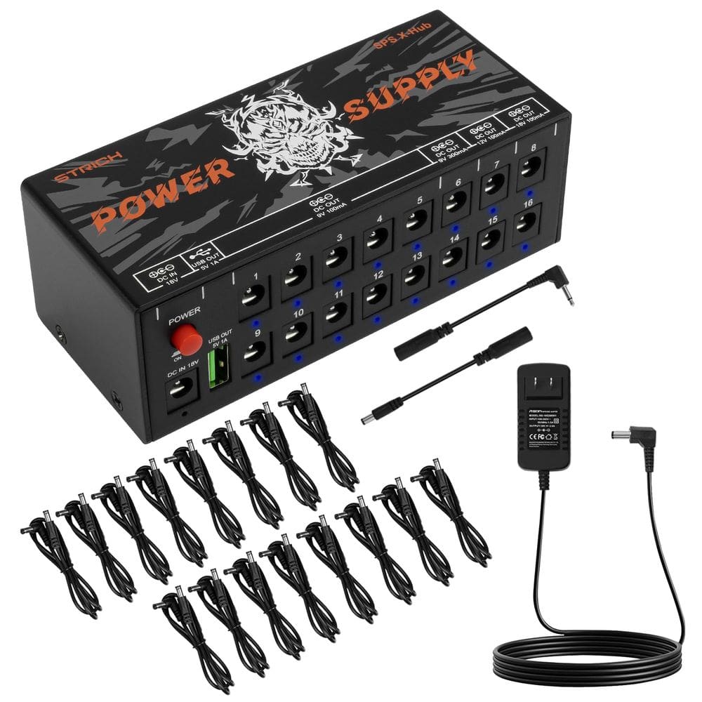 Fonte de alimentação para pedal de guitarra STRICH SPS X-Hub 16 saídas