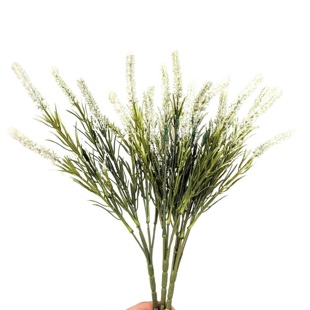 Kit 3 Lavanda Branca 33Cm Buquê Flor Planta Artificial