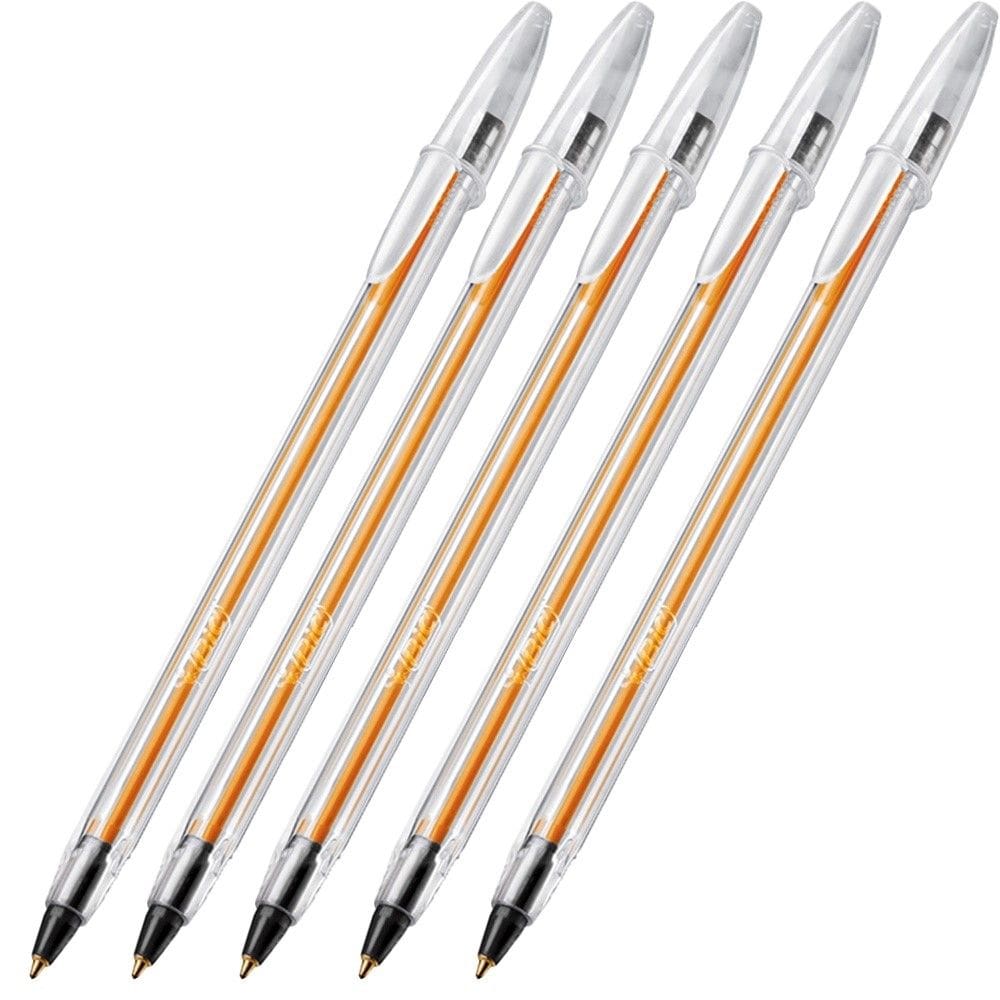 BIC Cristal Caneta Fina 0,8mm Preta KIT COM 5